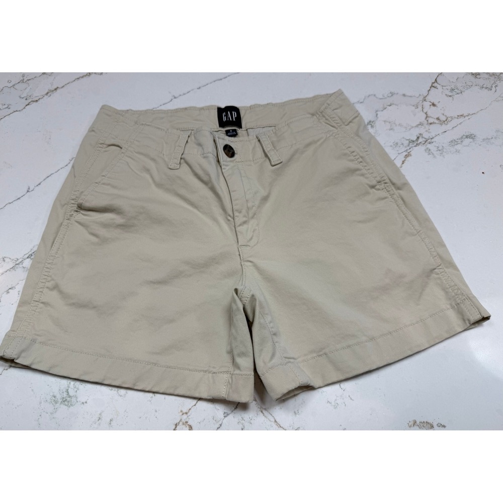 GAP Women Casual Cotton Blend Chino Shorts Khaki Size 4